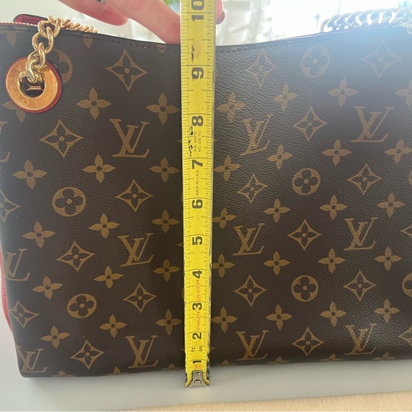 Louis Vuitton Surene MM Monogram Brown Coated Canvas & Cerise (Red) Leather Tote - Picture 16 of 17